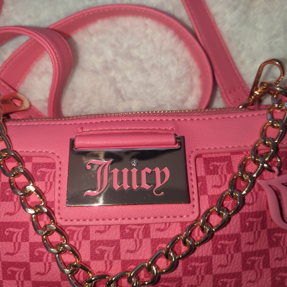 Juicy Couture Pink Crossbody Baguette Bag W/ Wallet Gold Chain Cute Y2K NWT - Picture 3 of 15